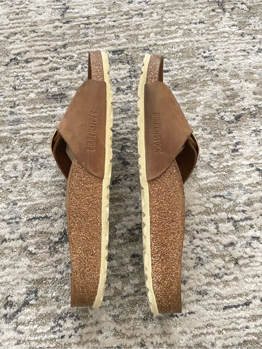 Birkenstock Madrid Big Buckle Slide Sandals Cognac Brown Leather Gold 9 (40) - Picture 7 of 7